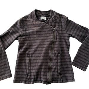 Caslon Asymmetrical Striped Zip-up Jacket - Nordstrom - Size S - Vintage Wash